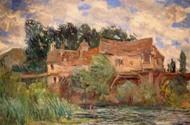 Maisons sur le vieux pont à Vernon vers 1883